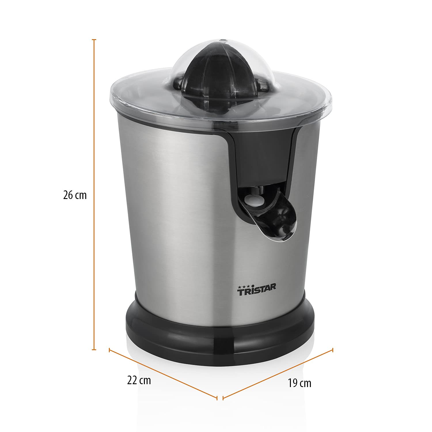 Tristar Spremiagrumi Elettrico Semiprofessionale CP-3002, Acciaio Inossidabile, Argento