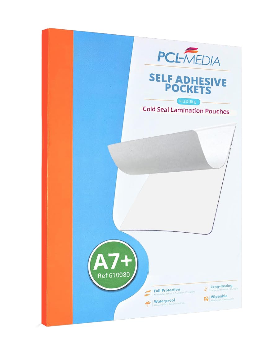 A7 Over Sized Self Seal Laminating Pouches, Cold Seal Laminating Pouches Finish Size Over Size A7 111 x 80mm (Pack of 25) from PCL Media ltd