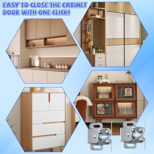 Kleemeiero 20 Stück Möbelschnäpper Türschnapper Schnappverschluss Doppel Rollenschnäpper für Schrank Ball Roller Catch Verschluss balkontür Schnäpper Schrank Verriegelung Scharniere für Schranktüren