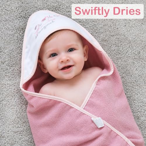 Image of Viviland Baby Towels and Baby Wash Cloths Set Hooded Baby Towels Baby Wipes Absorbent Bath Face Towels Burp Cloths or Face Towels for Girl Boy 6-Pack Size 28 x 28 Inch(Unicorn Rainbow)