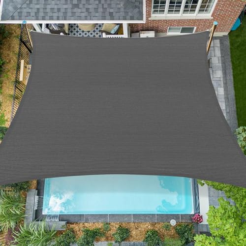 Coumavin 8x8 Sun Shade Sail Rectangle Outdoor UV Block Square Canopy Sunshade Cover for Backyard Porch Pergola Deck Garden Patio Dark Grey