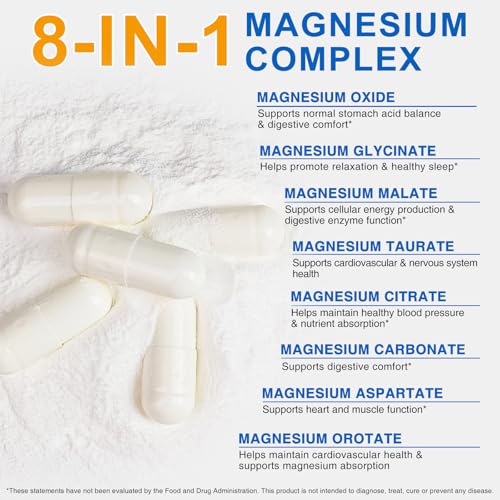 Image of Magnesium Complex Supplement 1000mg with Magnesium Glycinate, Citrate & Malate, Supports Muscle Relaxation, Sleep & Energy, Non-GMO, Gluten Free, Vegan 90 Capsules