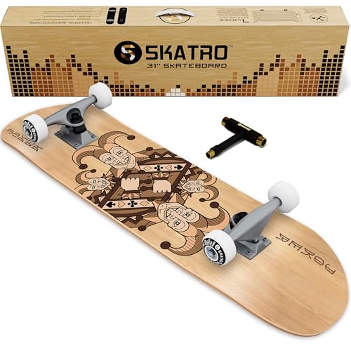 Skatro - Monopatín De Tabla Corta. Tabla De Plástico De Estilo Retro De 26 Cm. Viene Completo Skatro - Monopatín De Tabla Corta. Tabla De Plástico De Estilo Retro De 26 Cm. Viene Completo