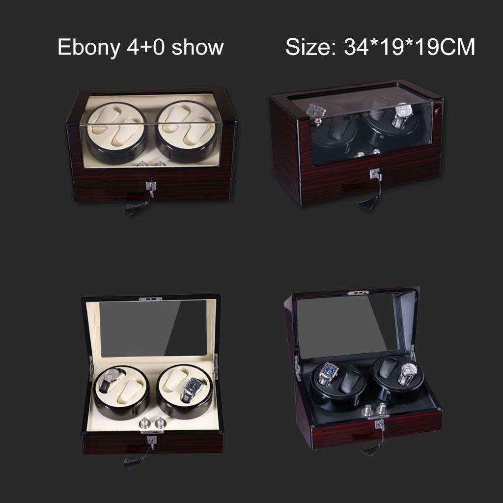 Automatische Rotations-Uhrenbeweger, Aufbewahrungskoffer aus Holz mit doppeltem Display, 4 Modi, Schloss und 2 Stromversorgungsoptionen Present