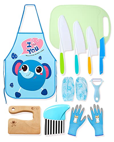 Kindermesser, 13er Kinder küchenmesser Set für Kleinkinder Kindermesser ab 2 Jahre Kinderküche Zubehör zum Schneiden und Kochen für Blattsalat Obst Salat Kuchen Brot Gemüse Cover