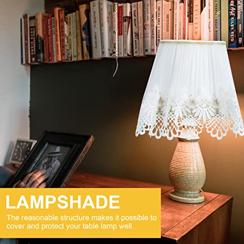 White Lace Lampshade Cover Topper, Elegant Flower Pattern Lace Lamp Shade, Table Lampshape, Romantic Light Cover Topper Scarf For Home Living Room Bedroom Light Decoration #TOP6