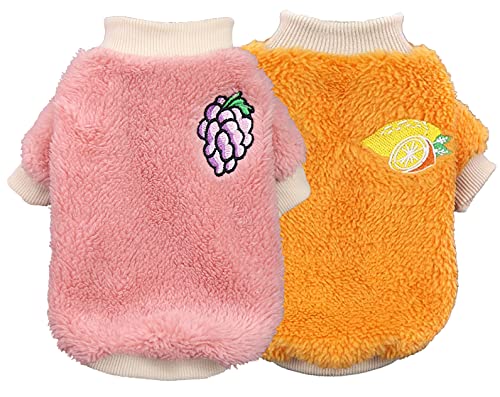 Xigou 2-Pack Dog Sweater, Puppy Dog Sweaters For Small Dogs, Winter Warm Puppy Pet Coat Soft Sweaters Dog Clothes For Small Dogs Girls Boys, Cat Apparel, Pink, Orange, Medium #TOP4