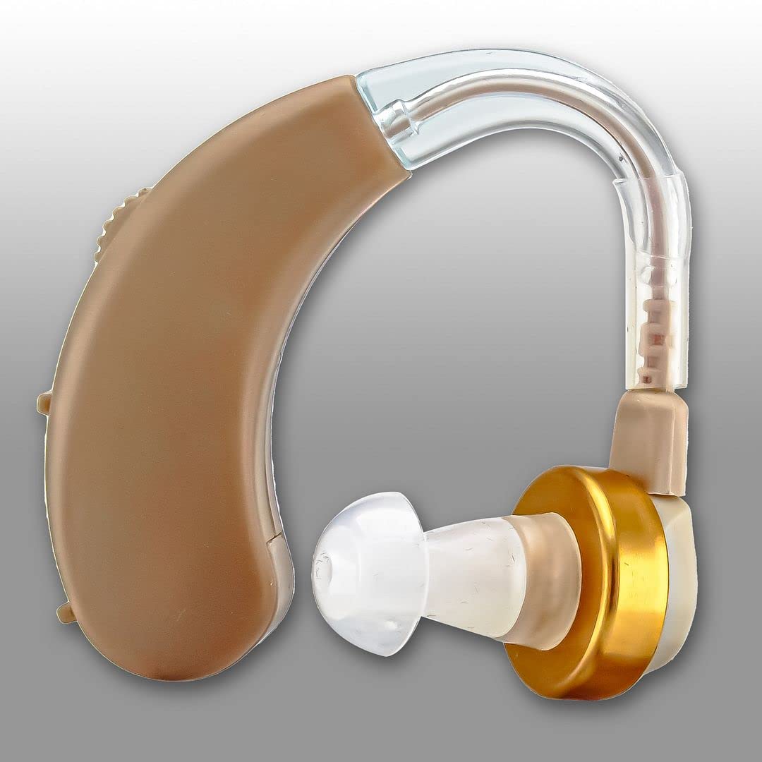 Enlinea Behind-The-Ear Hearing Aid Personal Sound Amplification Product Machine For Ear Old Age People | Suitable For Mild To Moderate Hearing Loss (ENL-138, Color-Beige, Pack of 1)