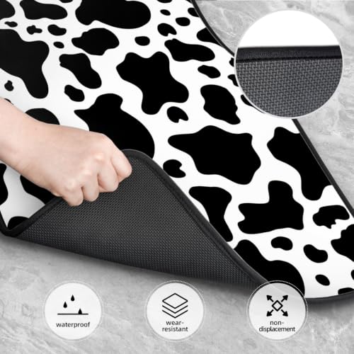 Alfombrillas para coche de neopreno con diseño de vaca blanca y negra juego de 4 piezas 4