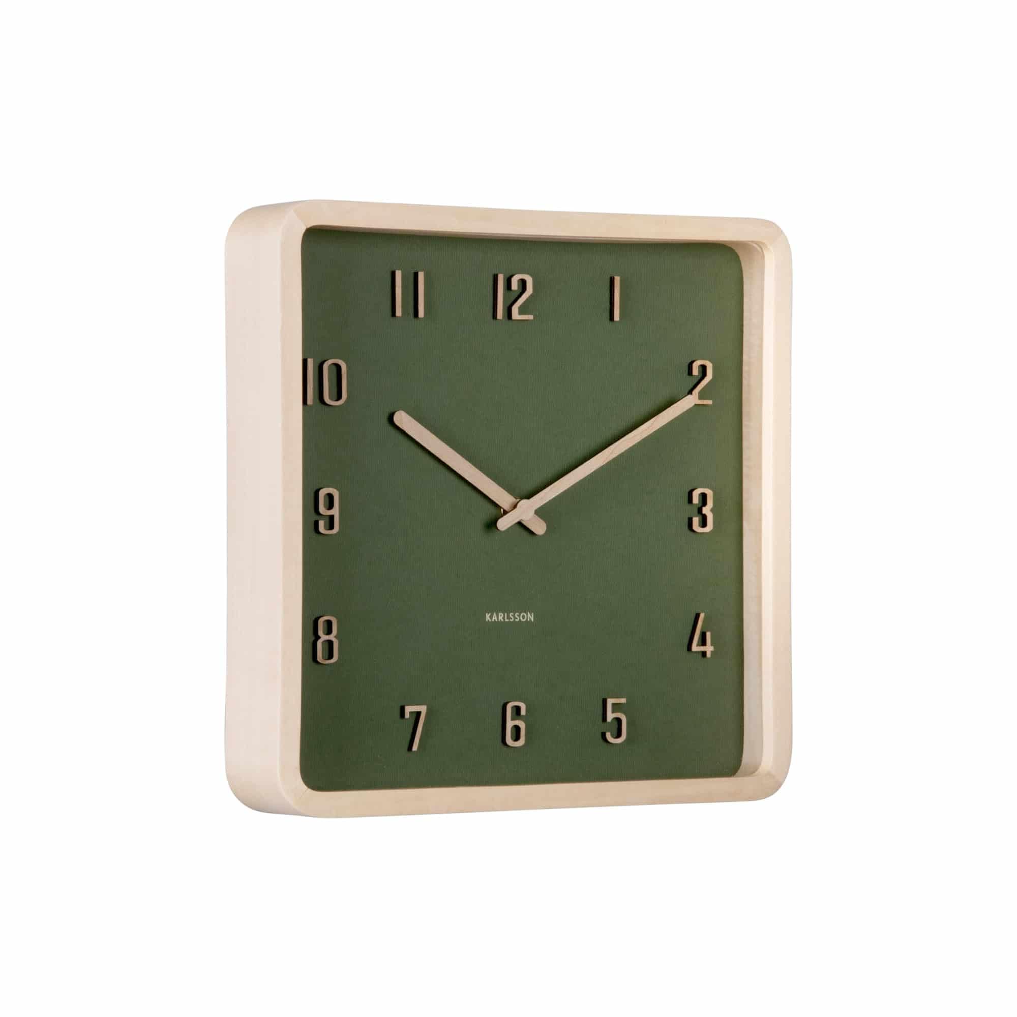 Horloge murale Karlsson Nervadura carrée bois vert foncé 26cm