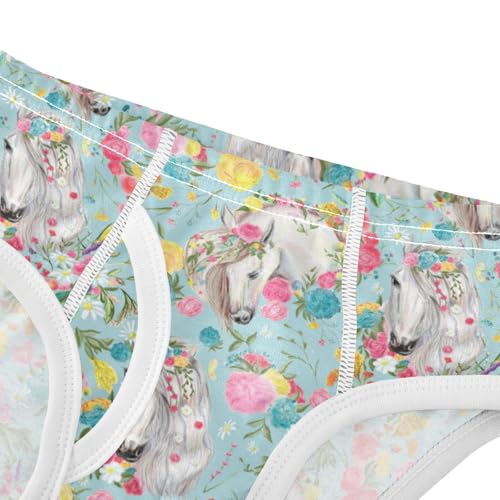 Boys' Exclusive Briefs Toddler Underwear 95% Combed Cotton Boxerbriefs 2T Floral Unicorn Pattern 94