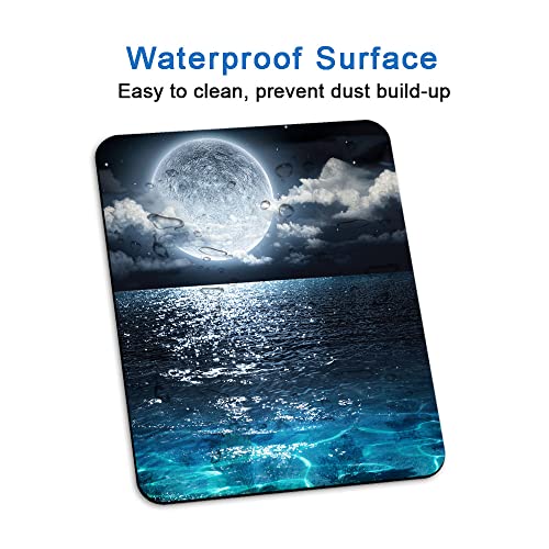 Dooke Mouse Pad, Square Personalized Computer Mouse Pads With Moon Ocean Design, Washable Mouse Mat With Lycra Cloth, Gaming Office Home Non-Slip Rubber Base Mousepad #TOP4