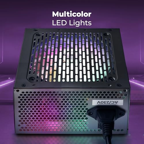 Image of Zebronics Premium Power Supply, Long Flat Cables, Silent 120mm Fan,12V 52A, 6+2 PCIe, 4+4 CPU, 4 x SATA, 2 x MOLEX, Multicolor LED Light, Built-in Protections (VS750Z)