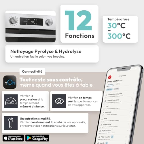 CANDY - Four Encastrable à Chaleur Tournante - Pyrolyse/Hydrolyse - 6 Niveaux de Cuisson - Classe Énergétique A++ - Cavité XXL (78L), Porte Froide, Pyrolyse, WiFi - Noir - 59,5 x 59,5 x 56,8 cm – Image 5