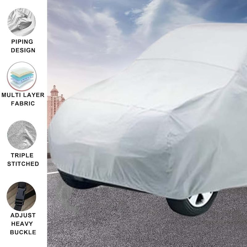 Image of Car Cover for Maruti Suzuki Omni|Water Resistant Maruti Suzuki Omni Car Body Cover with Triple Stitched Fully Elastic|Anti Dust,Durable, Heat Resistant, UV Proof Car Body Cover |Silver