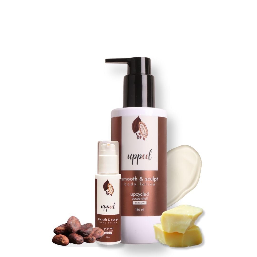 Uppeel Smooth & Sculpt Body Lotion -180 ml | Bio-Active Cocoa Shell Extract | Targets Cellulite & Stretch Marks | Dry & Dull Skin | Boosts Collagen | Moisturizing - Firming - Nourishing | Fast Absorbing | For Men & Women-image-4