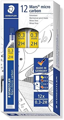 STAEDTLER 250 05-HB Mars Micro Refill Leads for Mechanical Pencils - HB, 0.5mm (Box of 12 x Tubes of 12 Leads)
