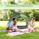 Tente de camping Outsunny, tente familiale pour 3 personnes, 1000 mm étanche, avec tapis de sol intégré, sac de transport et piquets de sol, pour la pêche, la randonnée, les festivals, vert foncé