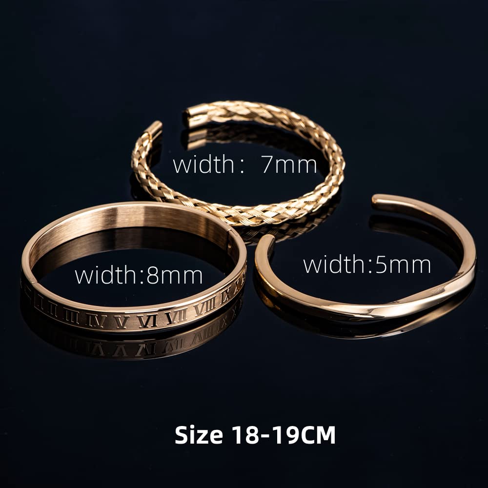 Pulsera Hombre Brazalete Mujer Pulseras Regalo 3 Unids/Set Número Romano De Lujo Pulsera Clásica Simple Brazaletes Trenzados Tipo C Brazalete Trenzado Hombres