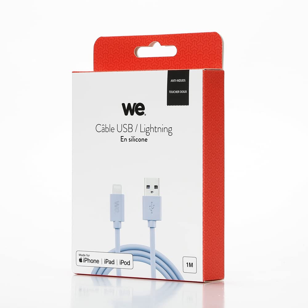 WE Cavo USB a Lightning in silicone, 1 metro, certificato MFi, ricarica e sincronizzazione dei dati, blu