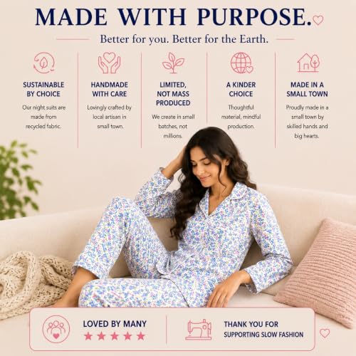 Image of Huar Cotton Pajamas Set for Women - Luxurious Cotton Womens Pajama Sets - Comfortable Christmas PJ Set, Breathable & Light Pj