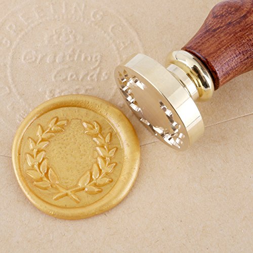 Wax Seal Stamp, Yoption Vintage Wooden Handle Removable Brass Head Classic Sealing Wax Seal Stamp,Great For Embellishment Of Cards Envelopes,Invitations,Packages,Ideal Gift (Olive Wreath) #TOP3