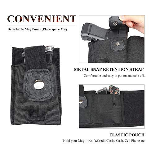 Nupert Belly Band Gun Holster Belts For Men Or Women Concealed Carry | Fits Gun Smith And Wesson Bodyguard, Glock 19, 17, 42, 43, P238, Ruger Lcp, And Similar Sized Guns, Belly Up To 55" - Black #TOP6