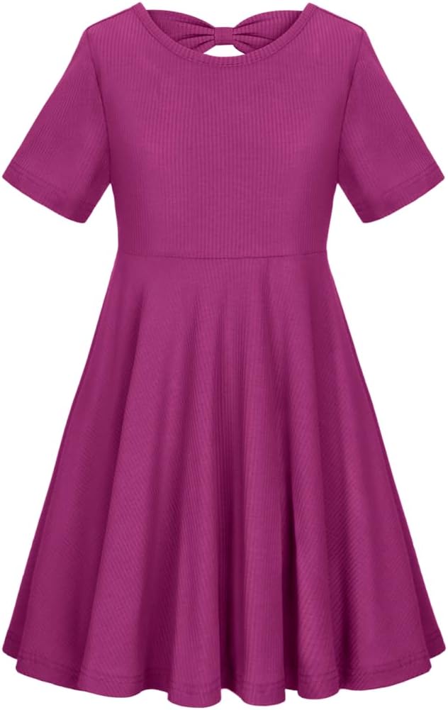 WELAKEN Girls Short Sleeve Skater Dress Twirl Dress for Daily or Special Occasions (5-12 Years) - Image 4