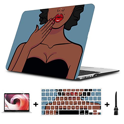 Mac 13 Inch Case Art Colorful Africa Beauty Girl Plastic Hard Shell Compatible Mac Air 11" Pro 13" 15" Mac 15 Inch Case Protection for MacBook 2016-2019 Version
