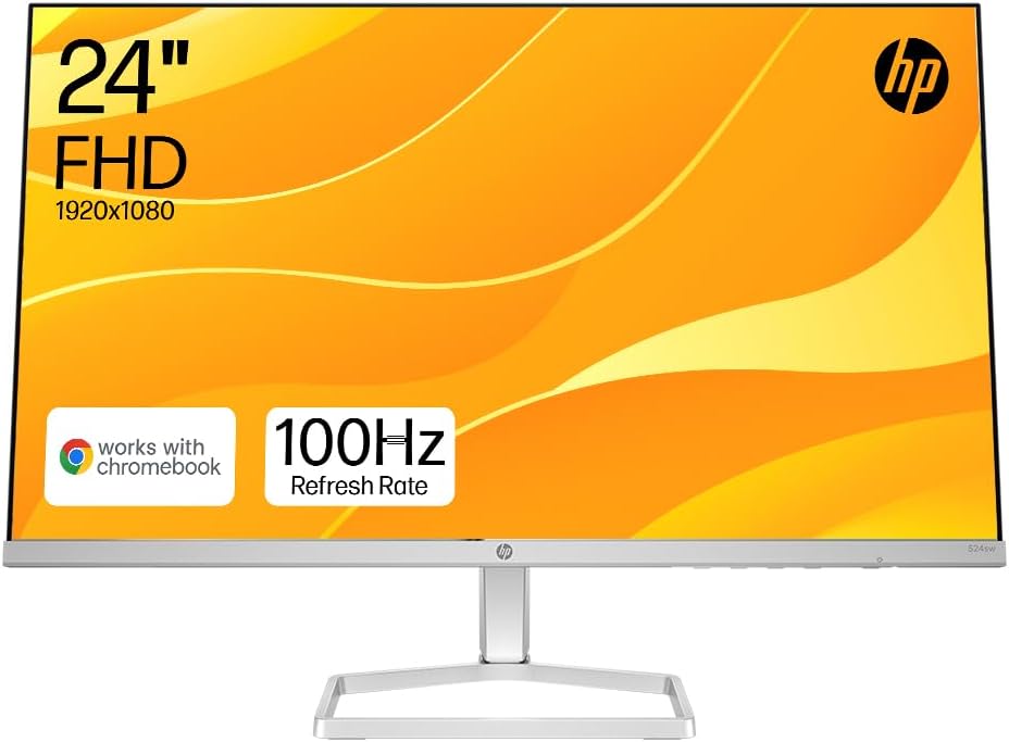 Series 5 23.8” Monitor | FHD IPS Display | 100 Hz Refresh Rate | 99% sRGB | 300 Nits Brightness | 1500:1 Contrast Ratio | Adjustable Tilt | Works with Chromebook | 1 HDMI 1.4, 1 VGA | White | 524sw