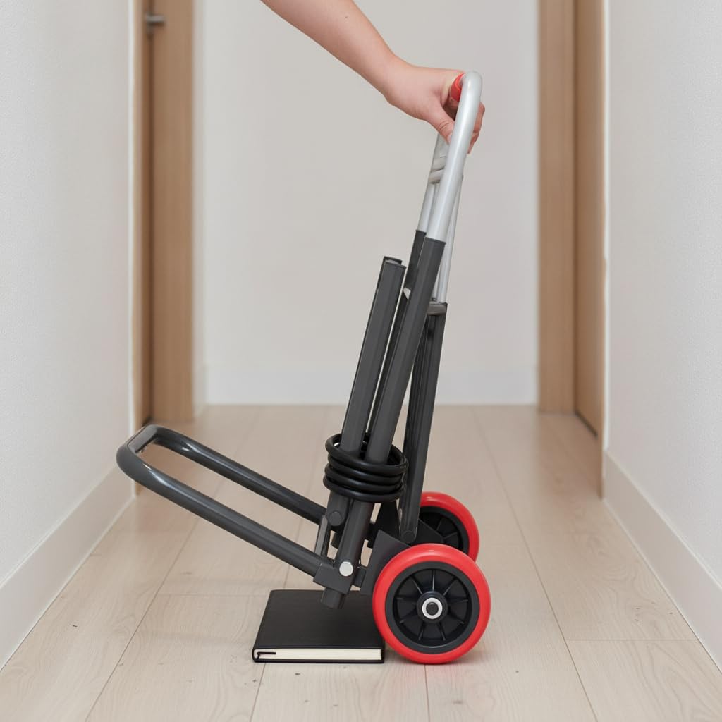 Manual Plegable Metal 200 kg, Acero Inoxidable, Carga máxima 200 kg, Cuerda elástica, Acero al Carbono, para Hogar, para Maletas, Rueda de Goma Resistente al, Grande 32