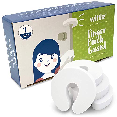 Wittle Finger Pinch Guard - 4pk. Baby Proofing Doors Made Easy with Soft Yet Durable Foam Door Stopper. Prevents Finger Pinch Injuries, Slamming Doors, and Child or Pet from Getting Locked in Room