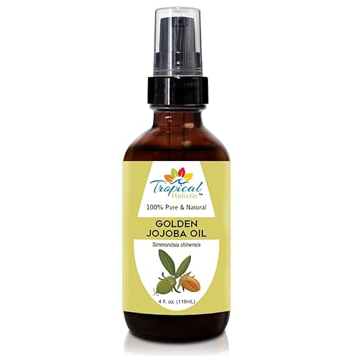 Tropical Holistic Aceite de jojoba de 4 onzas, natural, puro, prensado en frío, sin refinar, hidratante para piel, cuero cabelludo seco, cabello,