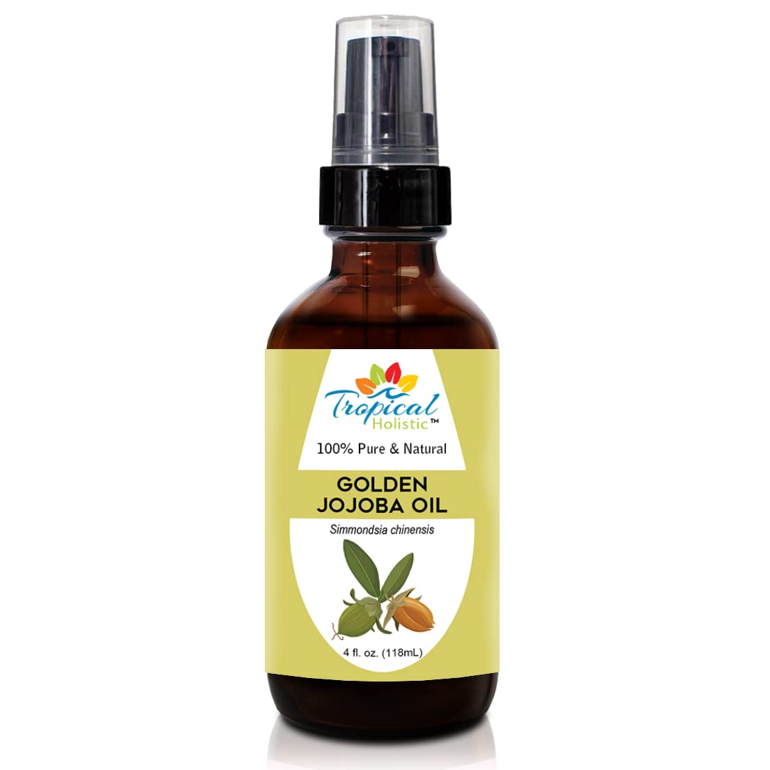 Tropical HolisticCold Pressed Jojoba Oil, 100% Pure Golden Jojoba Oil for Hair & Skin, Hexane-free Oil for Beard, Nails, and Skin, Hydrating Oil for Dry Scalp & Hair, Multipurpose Carrier Oil, 4 oz