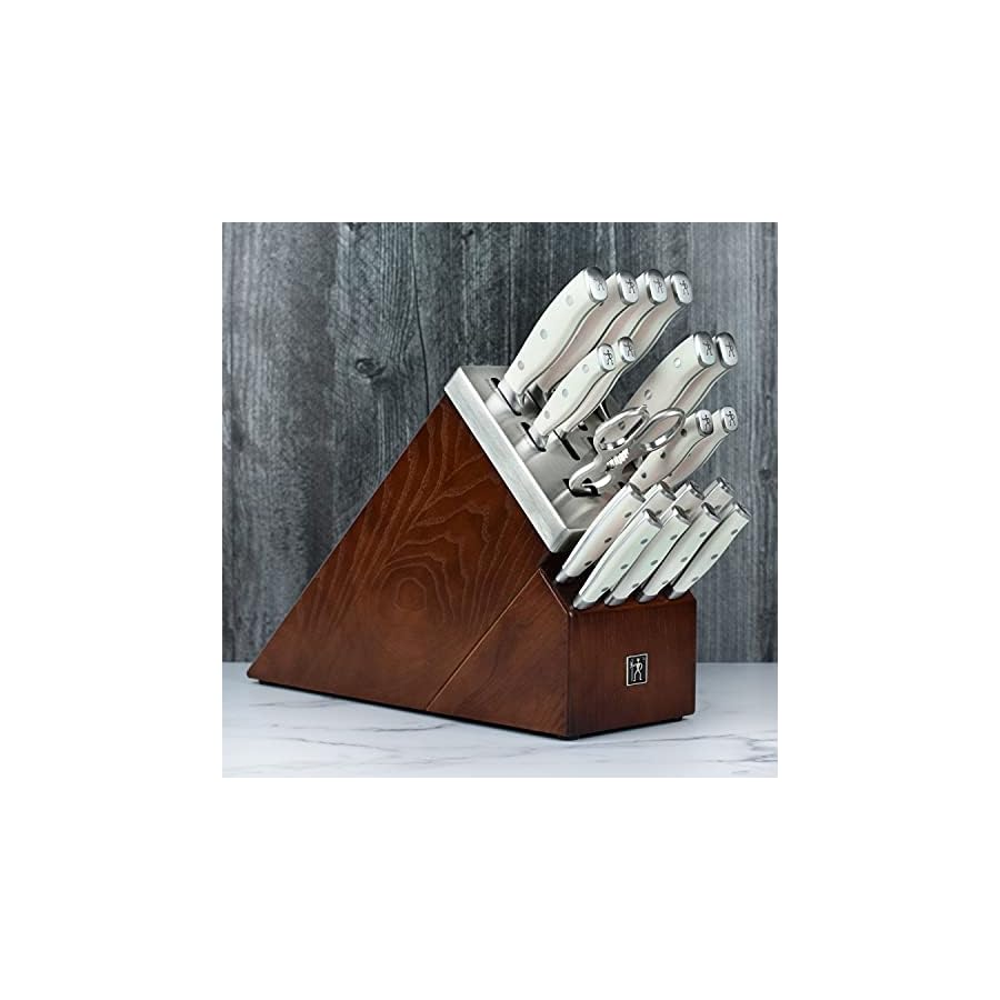 Henckels Forged Accent 20 Piece Self Sharpening Knife Block Set with Off-White Handles