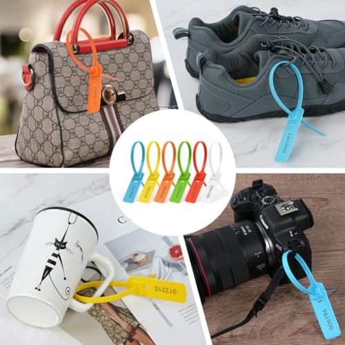 Flintronic 60x Plomben, SicherheitsPlomben aus Kunststoff, Kunststoff-Kabelbinder Tags mit nummeriert, kabelbinder tags bunte für Koffer,Reisegepäck,Kleidung, Schuhe (Flachstreifen)