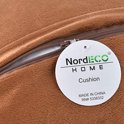 Nordeco Home Luxury Soft Faux Fur Fleece Cushion Cover Pillowcase Decorative Throw Pillows Covers, No Pillow Insert, 18" X 18" Inch, Brown Ombre, 2 Pack #TOP2