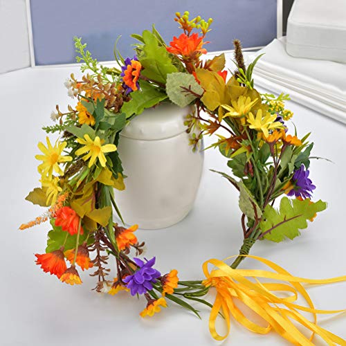 Image of Vivivalue Handmade Adjustable Flower Wreath Headband Halo Floral Crown Garland Headpiece Wedding Festival Party