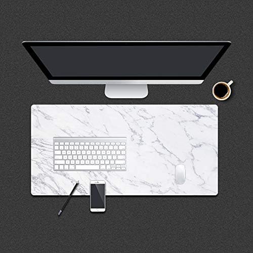 Marble Mousepad,Extended PU Mouse Pad, Office Mousepad Large Decorative Mouse Pads, Laptop Keyboard Mouse Mat Office Gift,B,35"x 18"