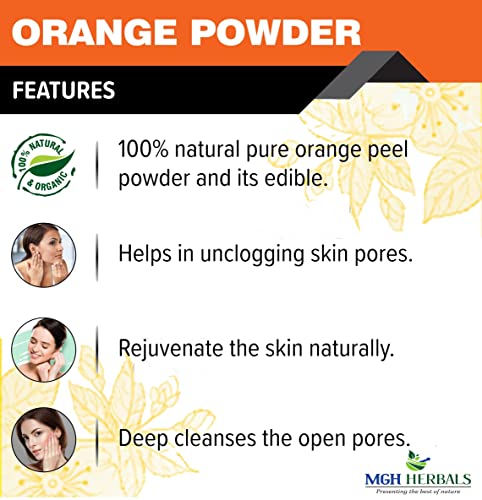 Image of MGH Herbals Orange Peel Powder For Skin And Face (100 Grams) | 100% Natural, Preservative-Free, No Chemcial