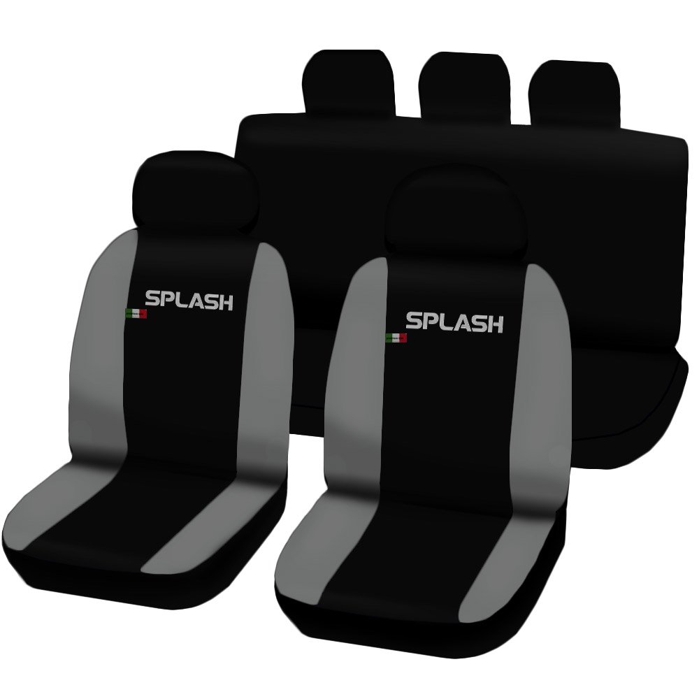 Lupex Shop Coprisedili Auto Universali Modello Racing, Set Fodere per Protezione Sedili Anteriori e Posteriori, Compatibili Airbag (Nero - Grigio scuro