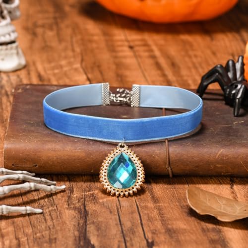 RareLove Blue Rhinestone Teardrop Velvet Blue Choker Necklace for Women Princess Costume Accessories3