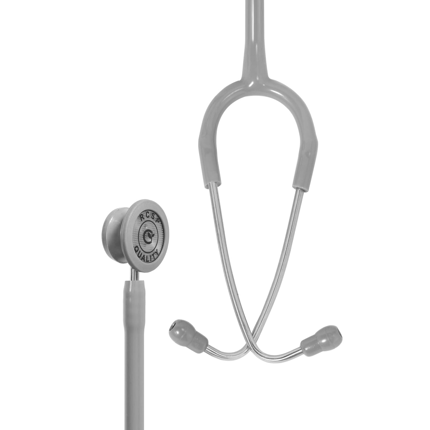 RCSP Stethoscope Pediatric for Doctors and Medical Student Nurses SS Pediatric, Lightweight Stainless Steel Chest Piece with Flexible Jointless Tube and Soft Sealing Ear Knobs (Grey) 2