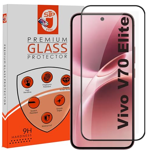 Image of STP FEEL Premium Tempered Glass Screen Protector Guard Compatible For Vivo V70 Elite 5G (Ultrasonic Fingerprint Working) (6.59 Inch, Pack of 1) | Edge to Edge Coverage With Easy to installation kit