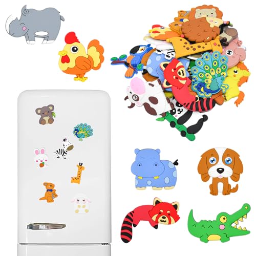 Zuxbolf 24 Pièces Aimant Frigo Enfant, Magnette Aimant Frigo pour Enfant, Magnetic Animaux...