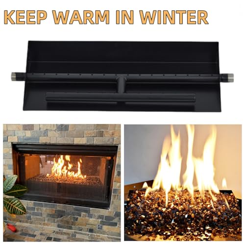 Drop-in Fire Pit Burner Kit, 18 x 6 Inch Rectangular Fire Pit Burner with Spark Ignition Kit for Propane & Natural Gas, Fire Pit Insert with H-Burner for Indoor Outdoor Use