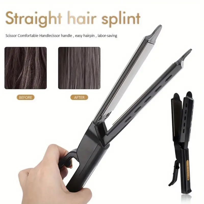 Image of Steam Hair Straightener Four-Gear Temperature Adjustment Ceramic Tourmaline Ionic Flat Iron Hair Straightener for Women, Girls Straightens & Curls, Suitable for All Hair Types