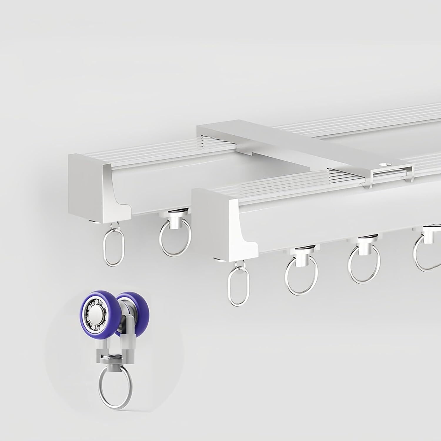 Tringle en aluminium 100 cm rail plafond et mur blanc pour rideau