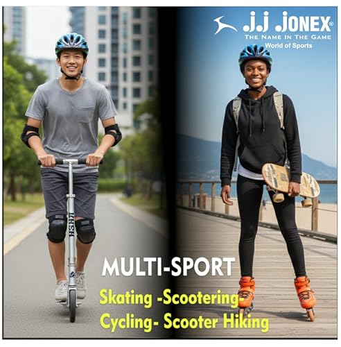 Image of JJ Jonex Adjustable Cycling & Skating Helmet with Detachable Visor | Light Weight | Adjustable Strap with Comfortable Chin Padding | Blue | Medium Size |