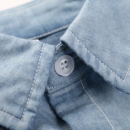 Boys Long Sleeve Denim Button Down Shirt Cotton Solid Casual Western Tops3